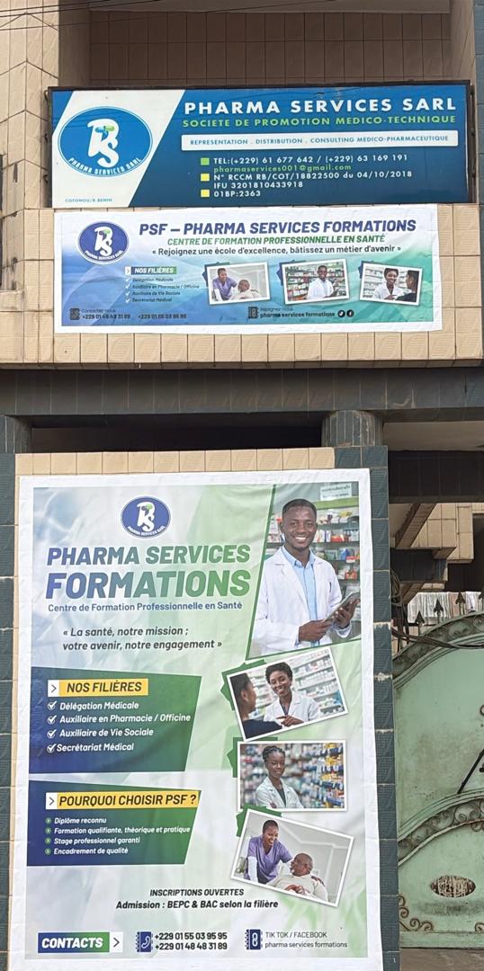 Entrée du centre Pharma Services Formations à Akpakpa Sénadé, Cotonou